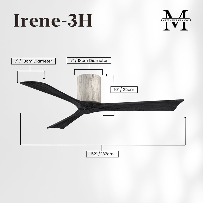 Irene Ceiling Fan, Barn Wood Tone, Matte Black, 52"