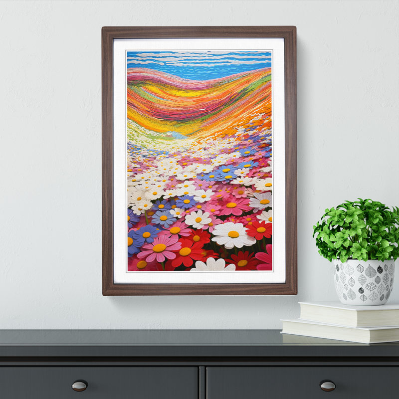 Single Picture Frame Print on Wood, 46cm H x 34cm W, Walnut Framed