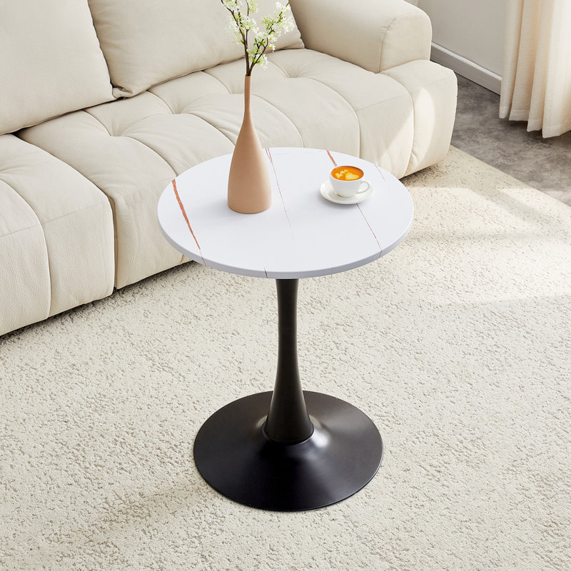 Ronde ronde avec base en métal robuste, Blanc