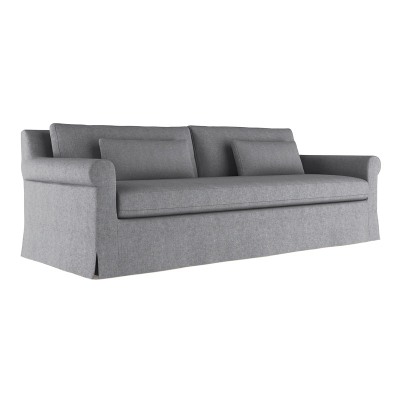 Canapé à accoudoirs arrondis Ludlow, Peluche velours pierre ponce, H 34 po x l 84 po x P 42 po, Ébène