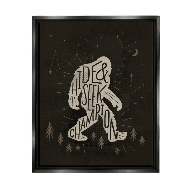 «Hide and Seek Champion Bigfoot pourtant» - cadre flottant, impression sur toile, H 21 po x l 17 po x P 1,7 po
