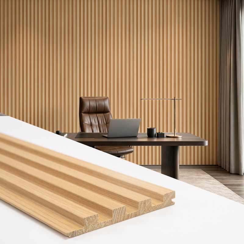 6 panneaux muraux en bois massif à lattes de 94,5 po x 5,7 po pour décoration de bureau et de plafond (22,44 pieds carrés / casier)