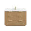 Ensemble de meuble-lavabo simple autoportant 48 po gris cendré délavé avec comptoir en pierre de quartz blanc Santarem-121696737-121696740