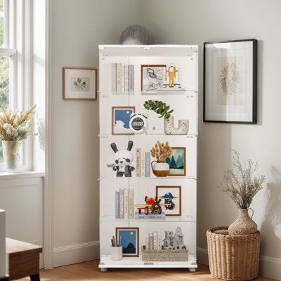 74.33" H 5-Tier Glass Display Cabinet,Curio Cabinet