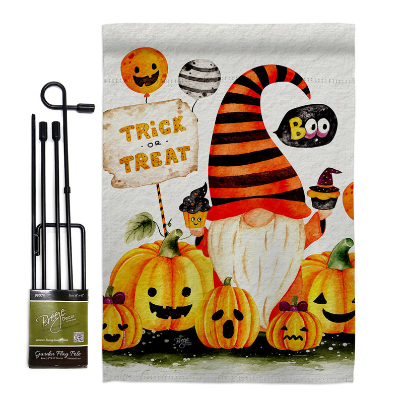 Ensemble de drapeaux boo gnome en polyester 19 po x 13 po