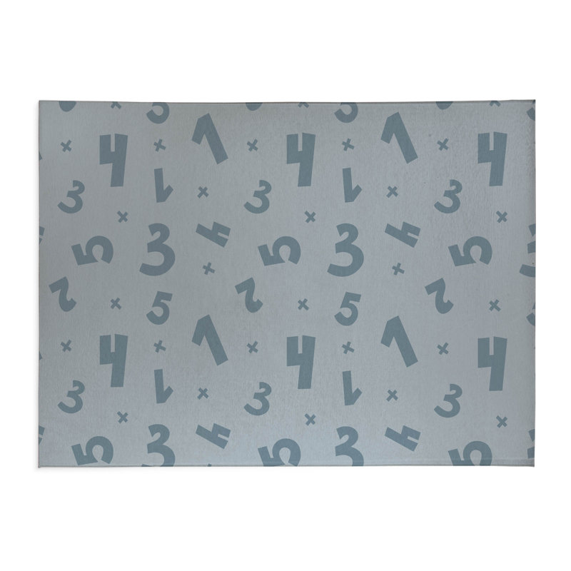 Number Match Kids Play Mat, Rectangle 3' x 5', Slate Blue/Blue/Ivory