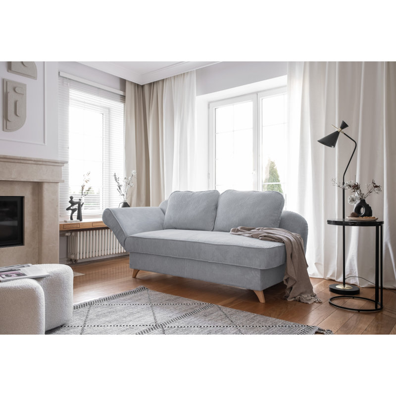 Chic Charlotte Storage Chaise Longue, Left facing, Light Grey 
