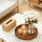 Large Round Rattan Serving Tray With Handles, Woven Wicker Basket For Coffee Table Decor, Living Room, Dining, And Home Organization-2113756271
