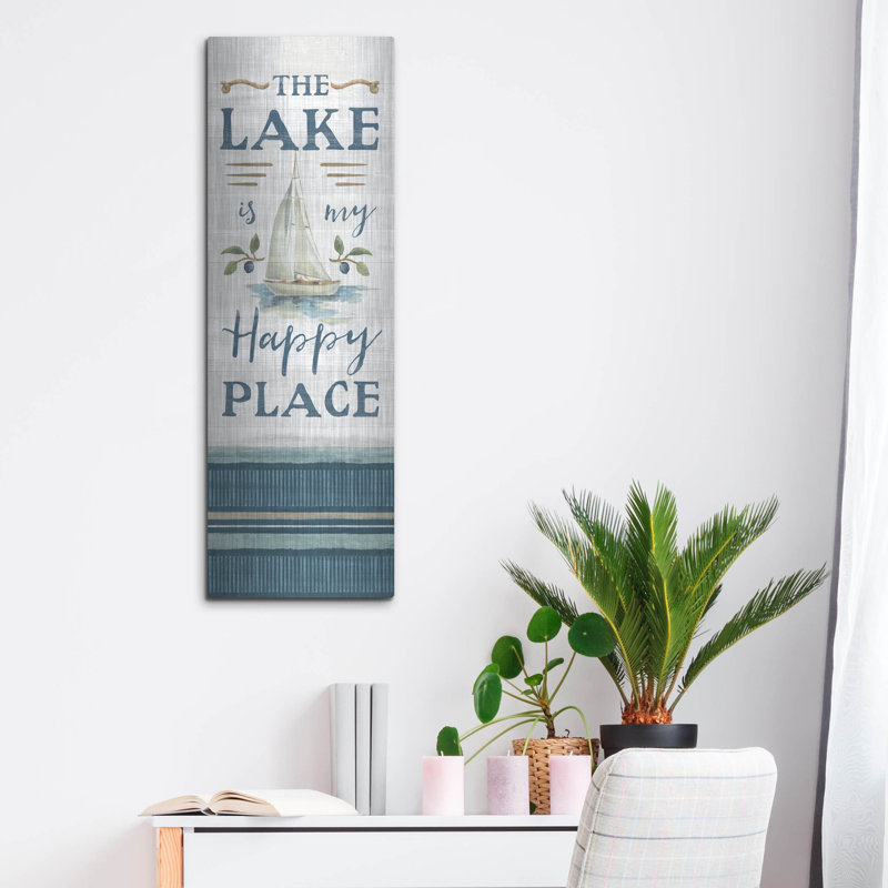 Art mural en métal luxueux «Lakeside Retreat Happy Place» par Silvia Vassileva, 16 po x 48 po, H 36 po x l 12 po