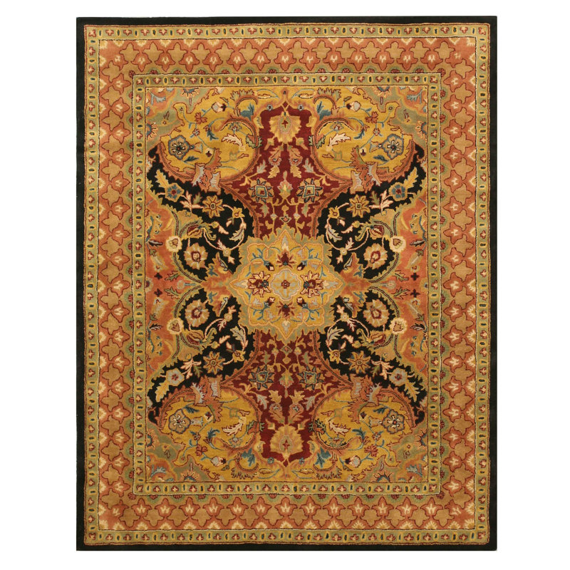Tapis noir touffeté à la main Madhupur, Rectangle 5 pi x 8 pi