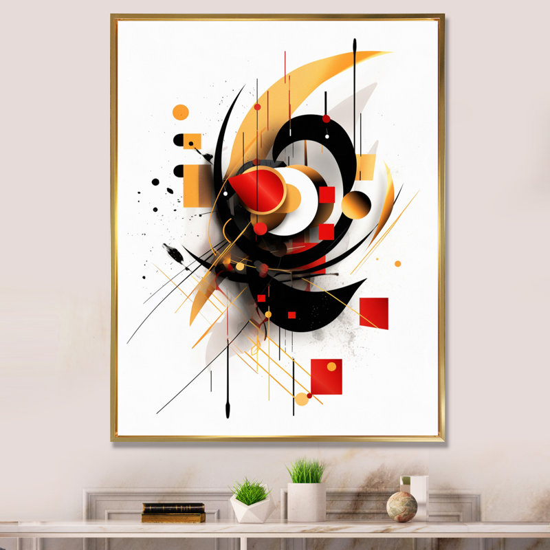 «Red and Black Dreamscape Abstract», reproduction sur toile encadrée, H 40 po x l 30 po x P 1,5 po, Cadre flottant doré