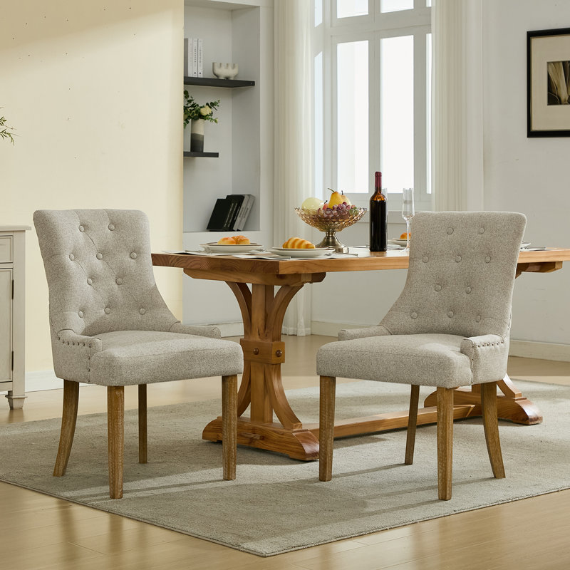 Button-Tufted Upholstered Dining Chair & Side Chair(Set Of 2), Brown