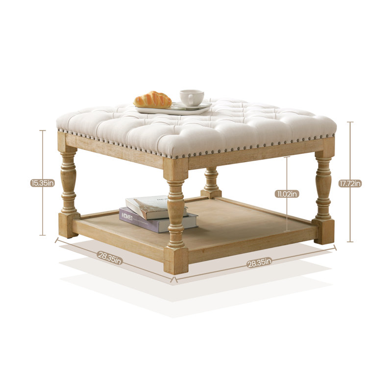 Repose-pieds capitonné avec rangement 28,35 po, Beige