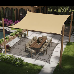 Heavy-Duty Rectangular Shade Canopy With Curved Edges That Effectively Block Sunlight, Made Of Breathable Canvas, UV-Resistant, Fade-Resistant, Tear-Resistant And Rust-Resistant, For Outdoor Patios, Lawns And Gardens.