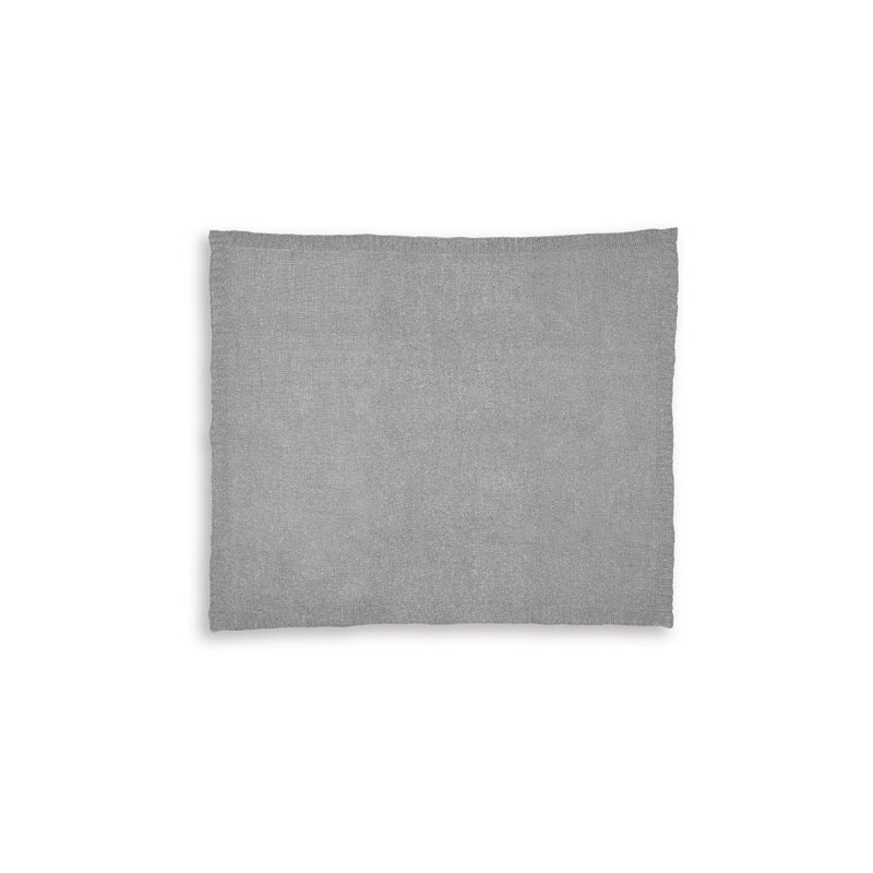 Ensemble de 3 jetés Tela, en polyester texturé gris tricoté à la machine, Gris
