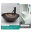 Lavabo vasque de salle de bain en verre trempé artistique avec robinet noir et bonde escamotable, meuble-lavabo en verre trempé ovale brun texturé