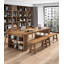 Table de conférence moderne en bois massif minimaliste avec tablettes de rangement-1424686263