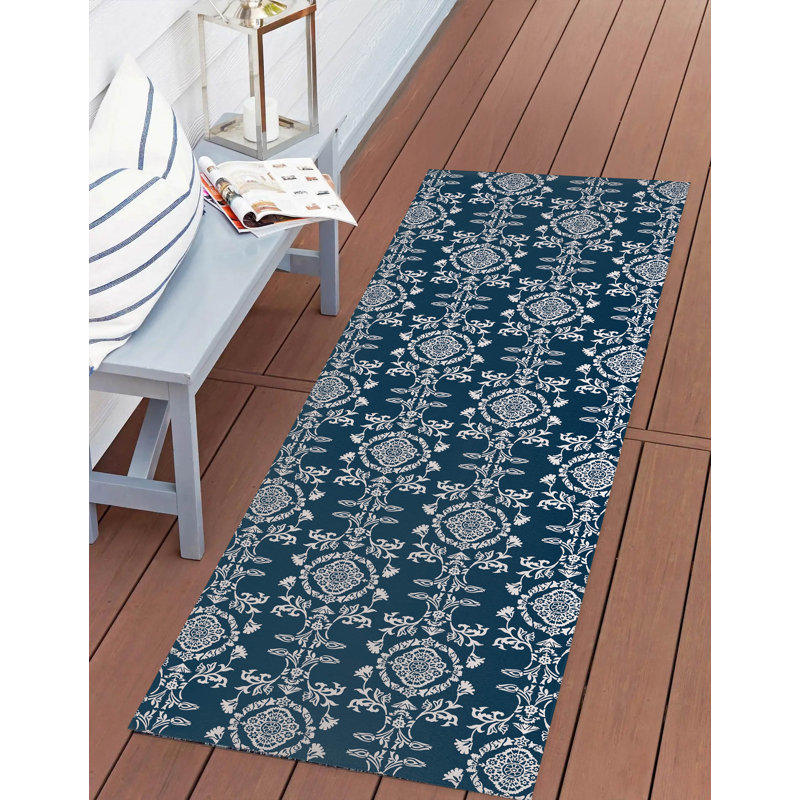 Jackie Soft Step Outdoor Area Rug, Runner 8' x 2'6", Navy
