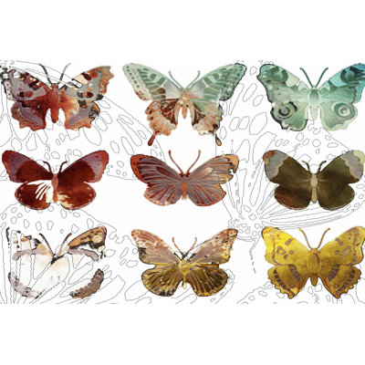 Layered Butterflies II 1 Piece Wrapped Canvas Wall Art