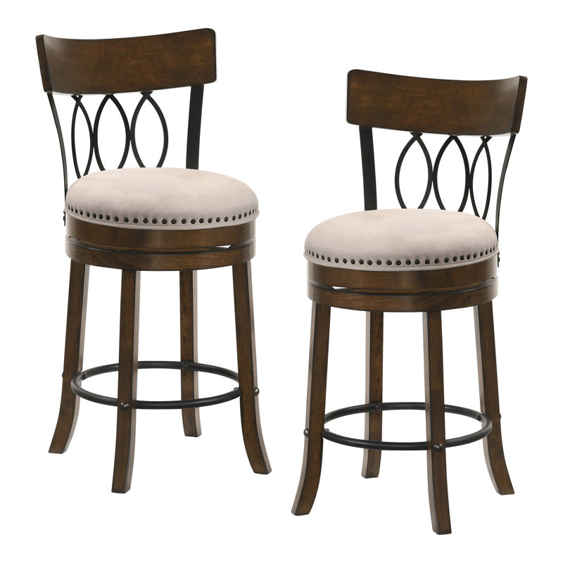 Ashritha Swivel 39.75'' H Stool, Counter Stool (24" Seat Height), Oak