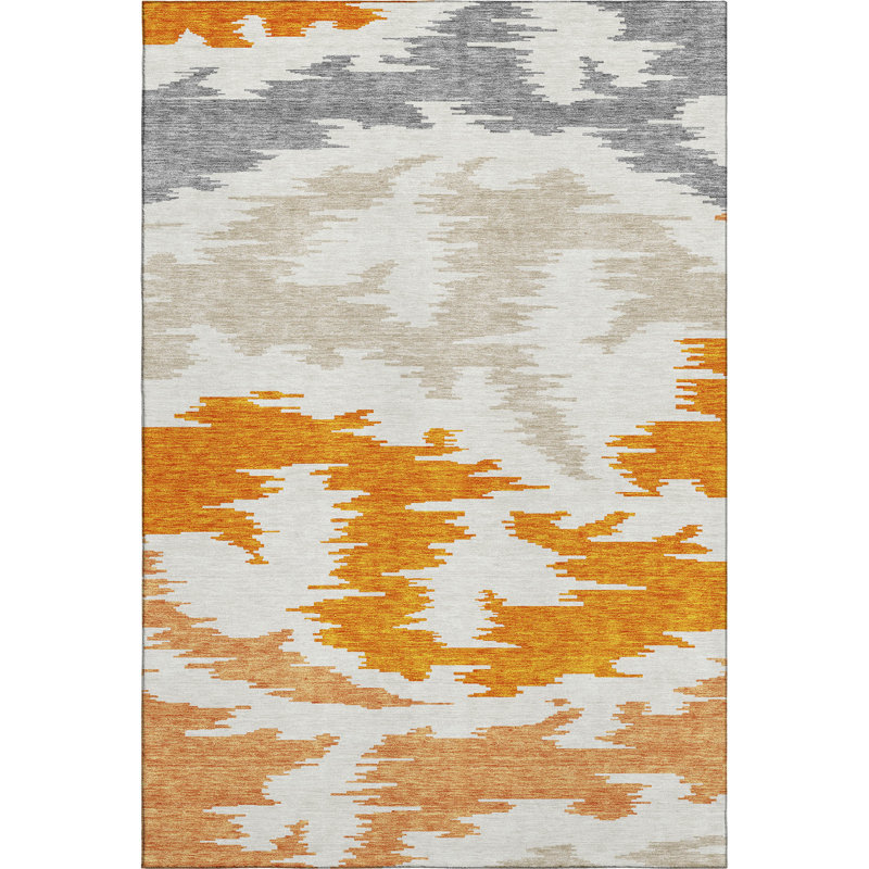 Premium Machine Washable Lisse Orange Rug, Rectangle 8' x 10'