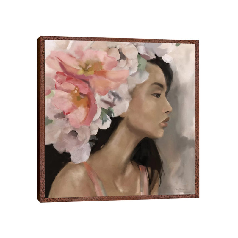 Flower Crown by Carol Robinson - Painting on Canvas, 93.98 cm H x 93.98 cm W, Classic Brown Wood Framed