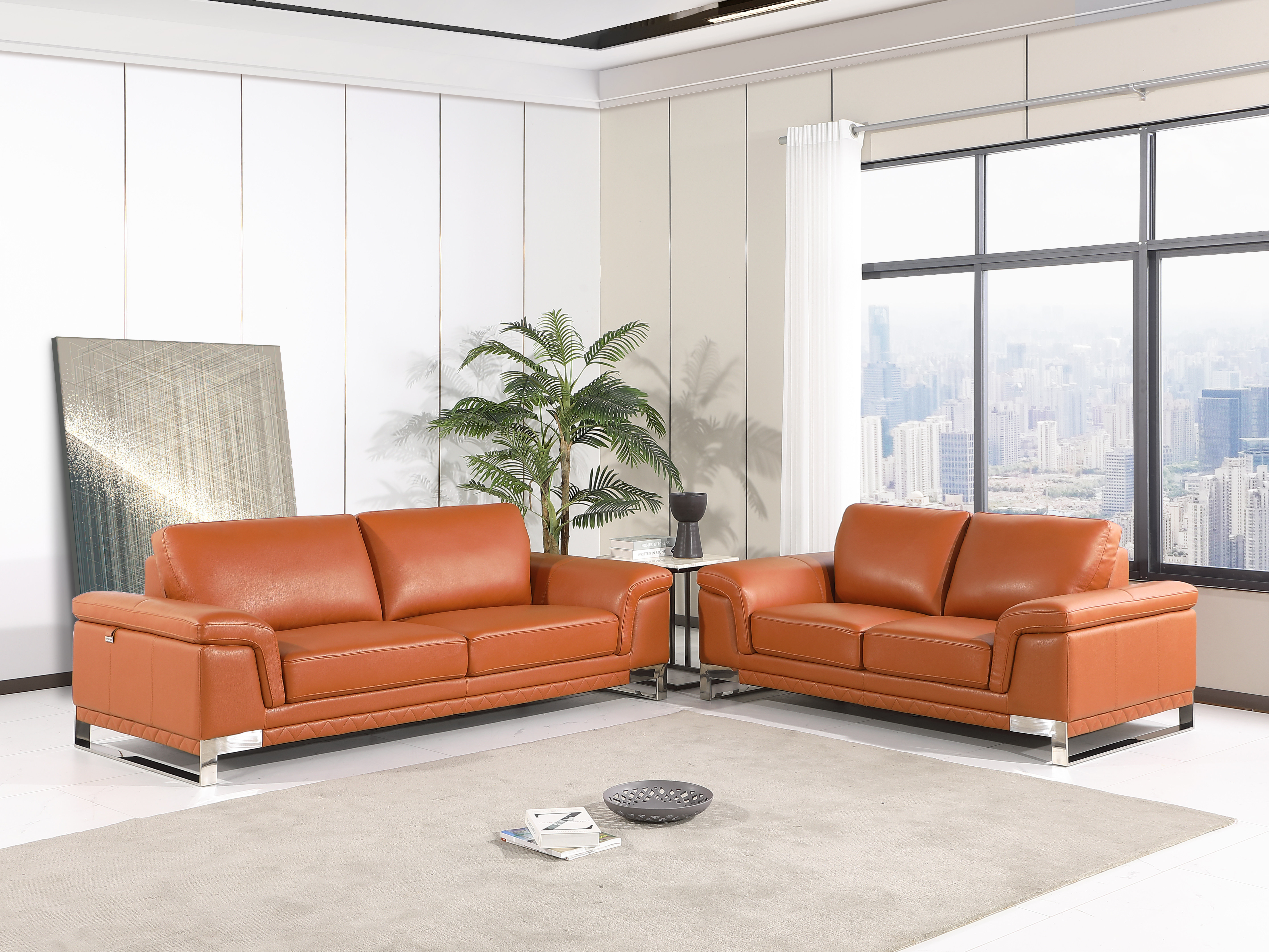 Aiert Luxury Italian Leather 2 Piece Living Room Set