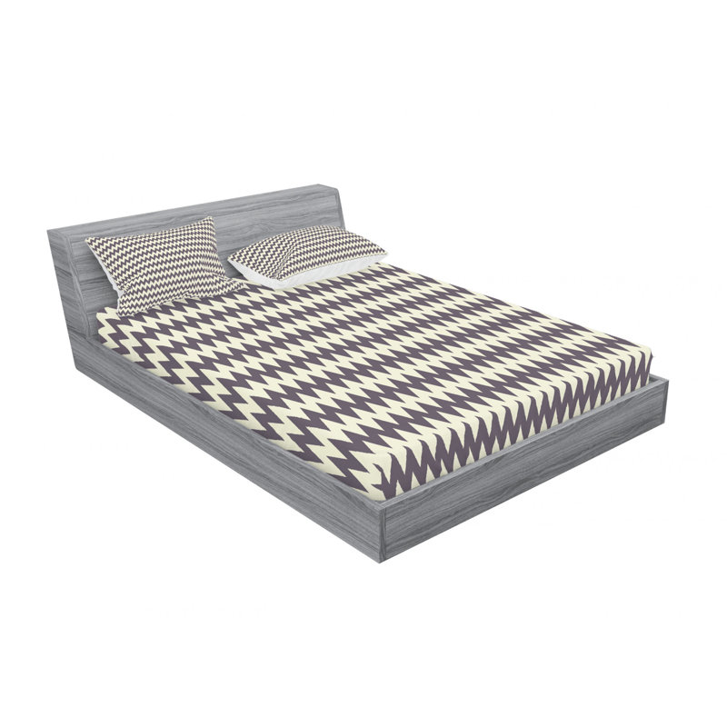 Ensemble de draps à chevrons horizontaux, Ensemble de drap pour grand lit avec drap-housse
