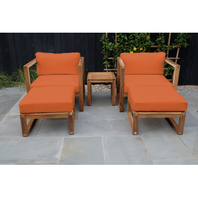 Ensemble de conversation en teck avec coussins Sunbrella