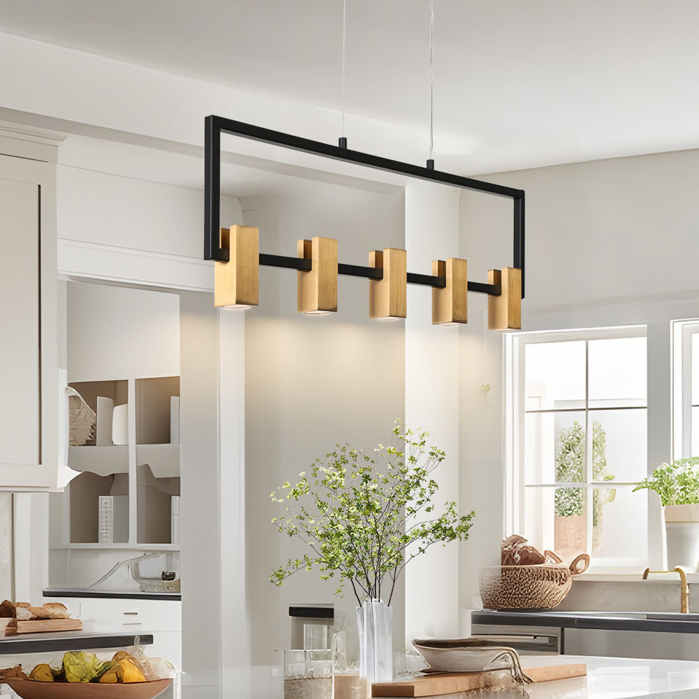 Mercer41 Kissey 5-Light Kitchen Island LED Linear Pendant Light ...