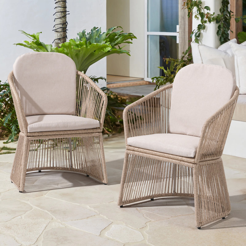 Fauteuil d'extérieur avec coussin, Beige