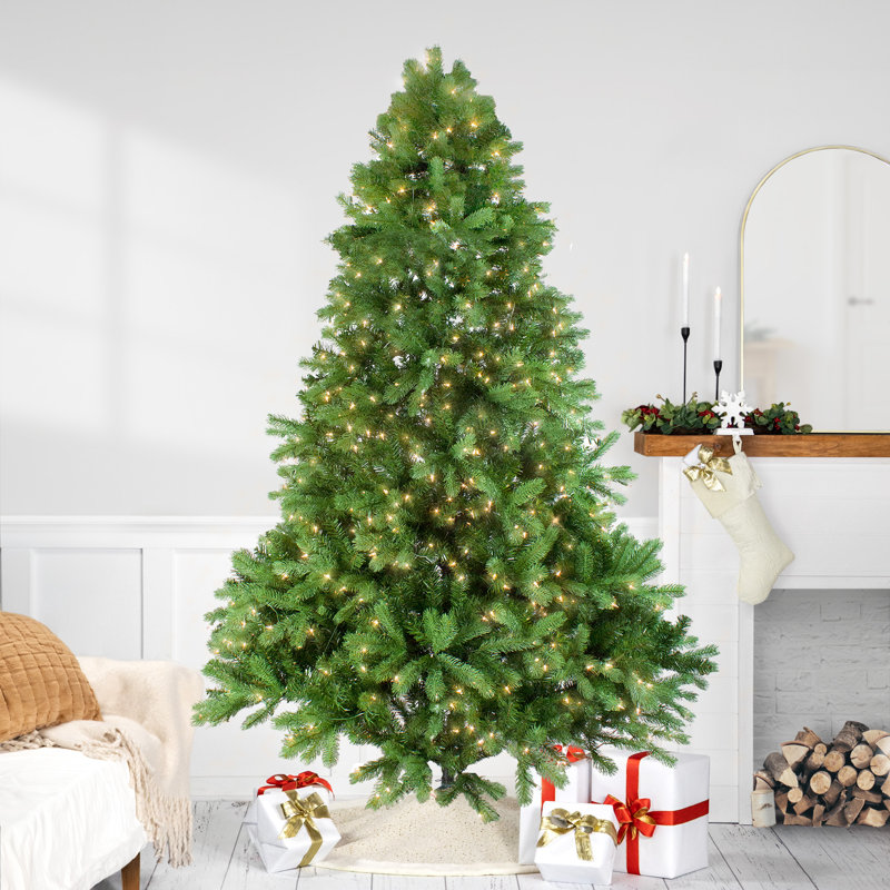 Sapin de Noël artificiel illuminé pré-éclairé, H 78 po x l 52 po x P 52 po, Transparent/blanc