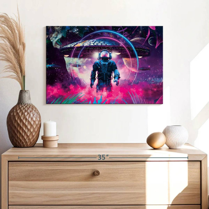 Kelan Astronaut And Spaceship, 16" H x 24" W