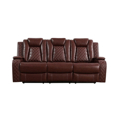 83.5'' Breathable Leather Power Reclining with LED and Reading Lighting Sofa