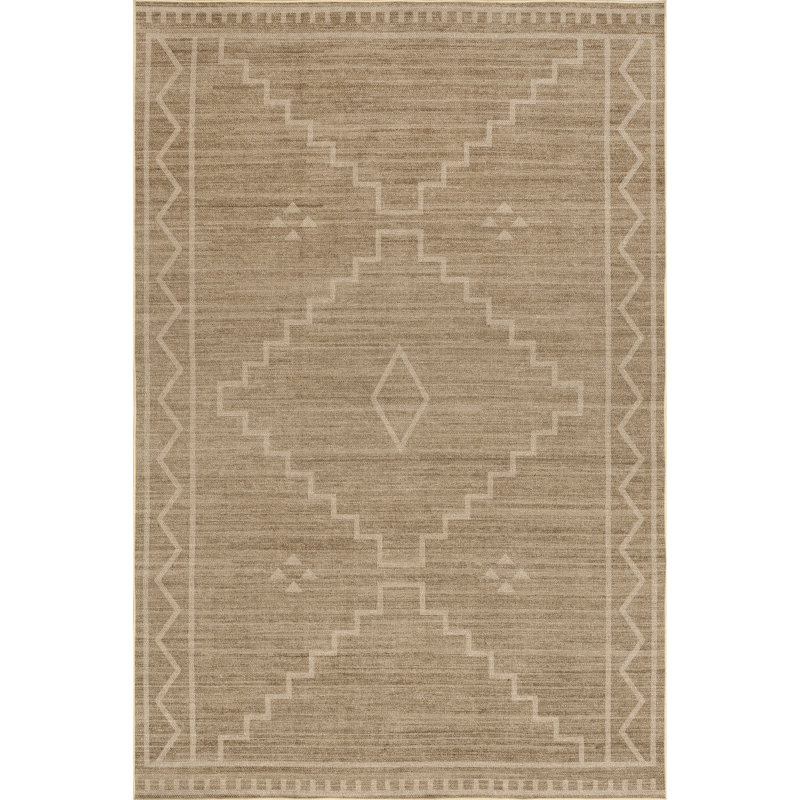 Velma Beige Synthetic Washable Reversible Area Rug, 5' x 8'