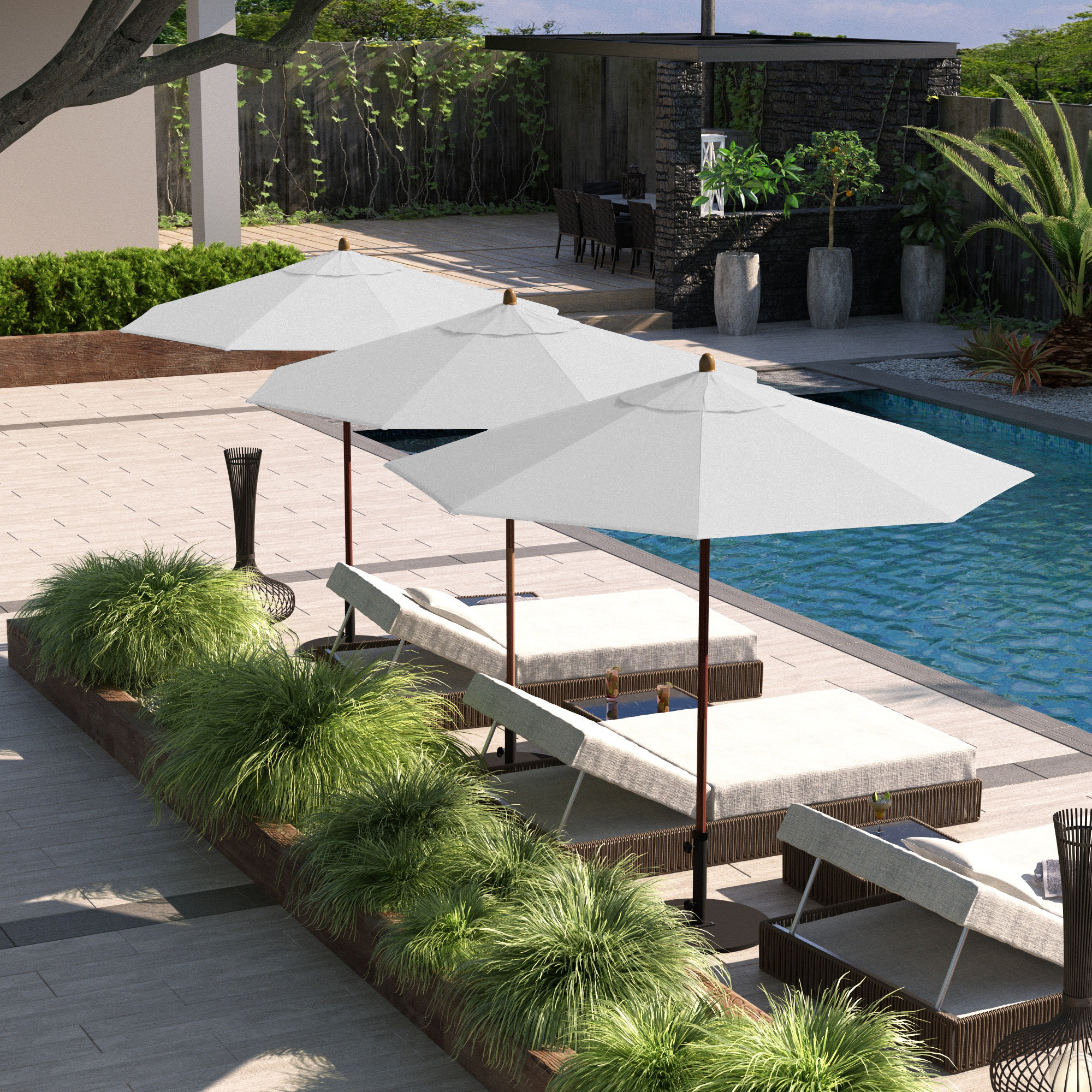 Sanna 104'' Sunbrella® Outdoor Umbrella, Canvas Natural Sunbrella® Canvas