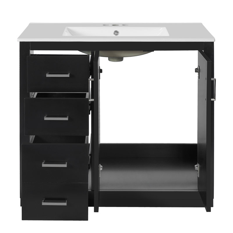 Aspen 36'' Modern Bathroom Vanity Set With Ceramic Sink And Solid Wood Frame