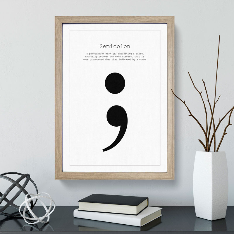 Semicolon - Picture Frame Typography, 90cm H x 65cm W x 2cm D, Oak