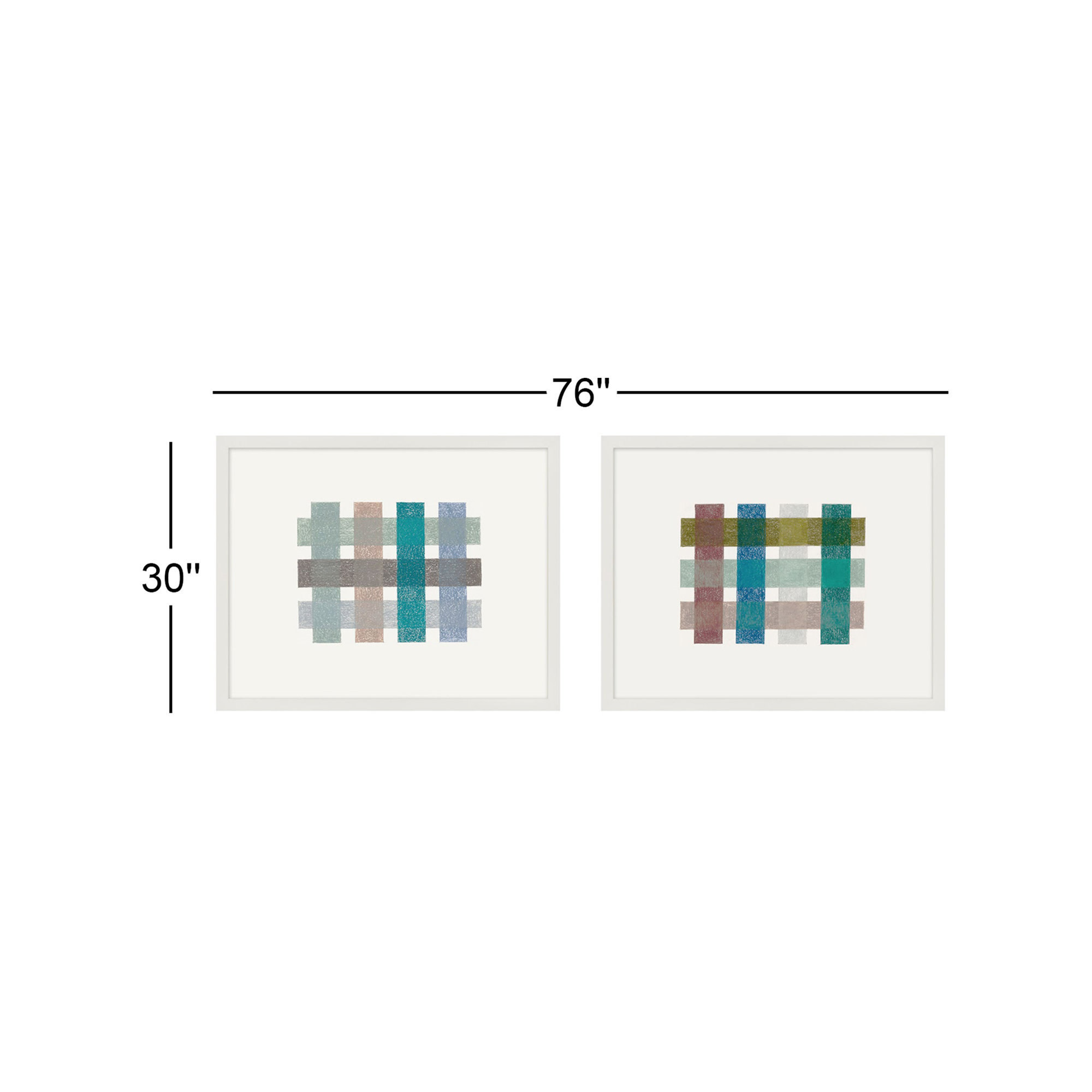 Gridlock Horizontal by Beth James, 30'' H x 76'' W x 1.25'' D, White Framed
