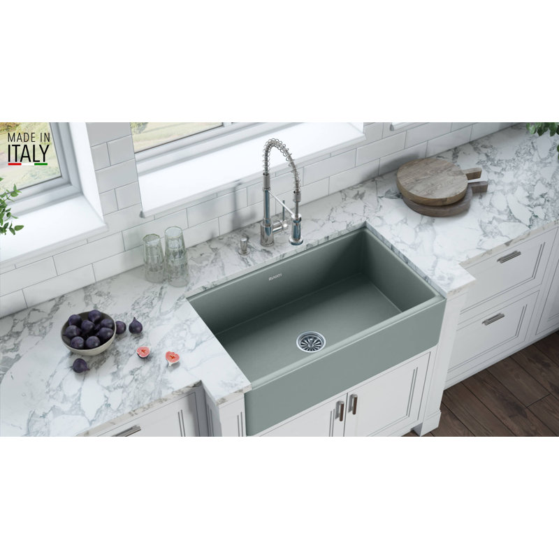 Fiamma 30" L x 20" W Farmhouse Kitchen Sink, Horizon Gray