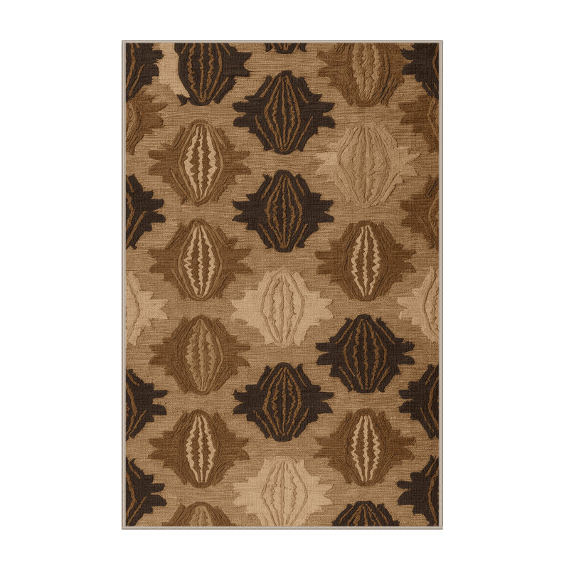 Washable Kukui Nuts Hawaiian Area Rug, Rectangle 4' x 6'