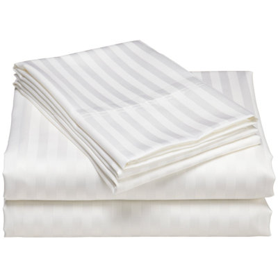 Egyptian Cotton Sateen Striped Sheet Set