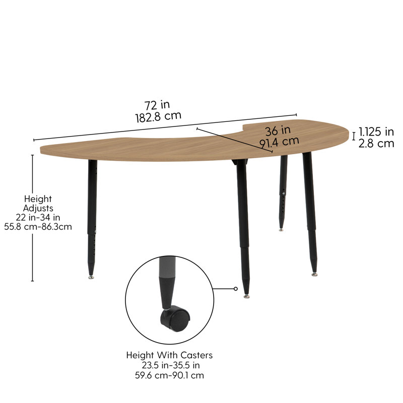 Table d'activité Adapte 36 x 72, Chêne Pasadena, Noir