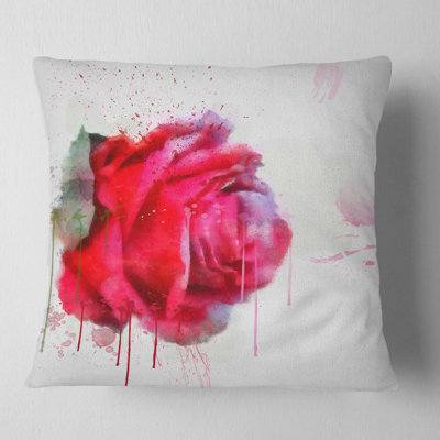 Coussin Watercolor Red Rose - Floral