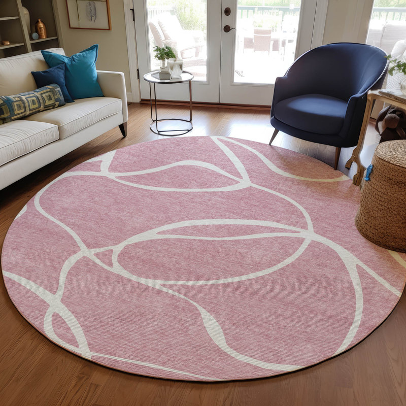 Machine Washable Indoor/Outdoor Chayden ACN999 Rug, Round 8'