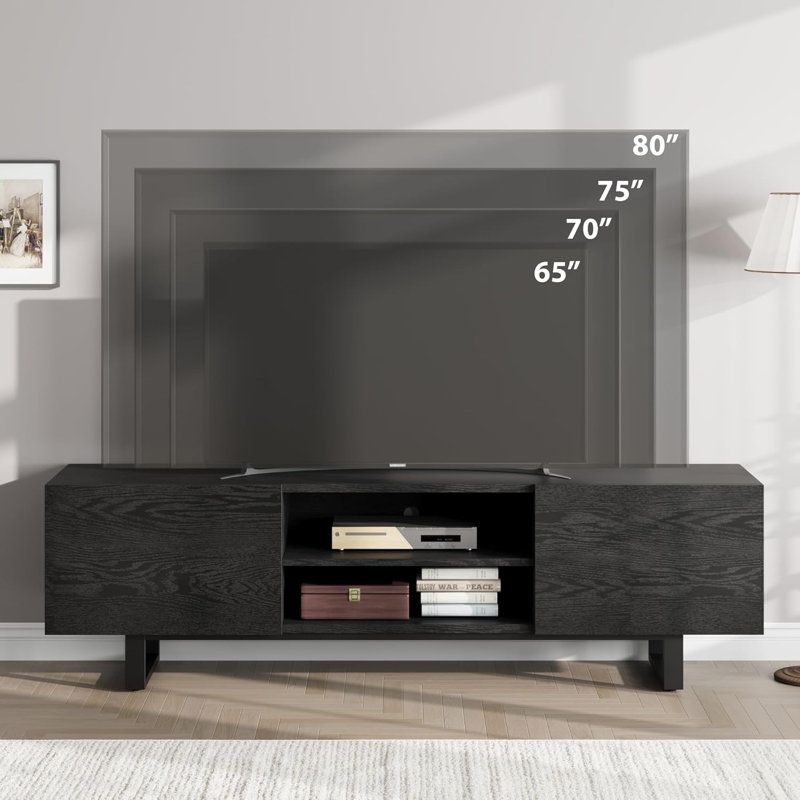 70" TV Stand with Hidden Sliding Drawer, Modern Wooden Entertainment Center for Up to 80" TV, Leg Large TV Console for Living Room or Bedroom