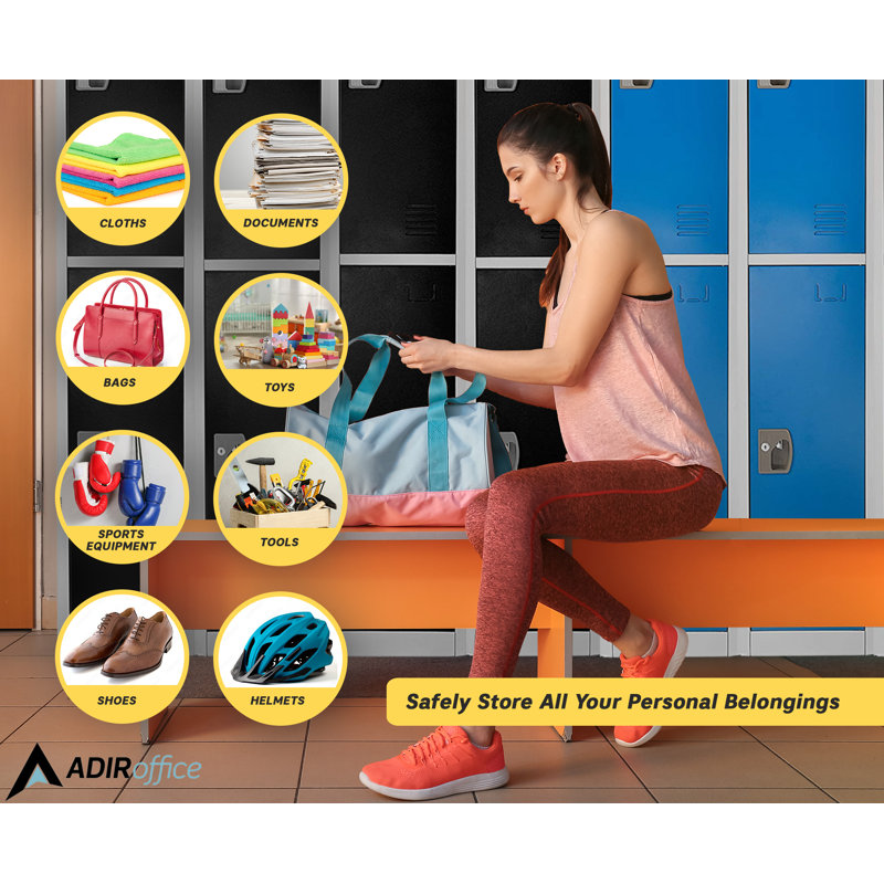 Casier 2 portes 72 po x 12 po x 12 po à 2 portes en acier avec serrure à clé - Rangement pour employés, étudiants, salle de sport, lieu de travail - Comprend les tablettes, les crochets, la ventilation et le porte-carte - Assemblage facile