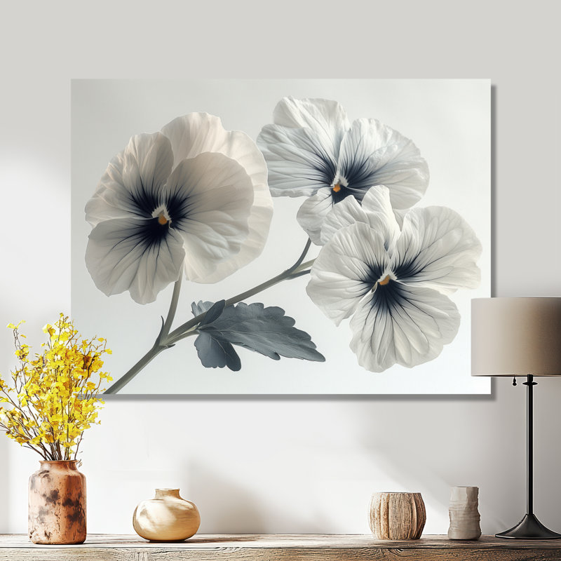 Décoration murale blanc blanc botanique beauté I - pensées, Toile tendue, H 12 po x l 20 po