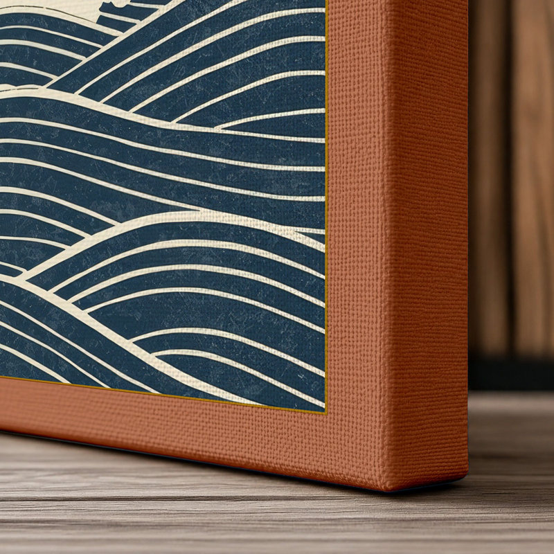Whale Tail Rising Coastal - Wrapped Canvas, 36x24 - 91.4 x 61.0 cm, Terracotta Border