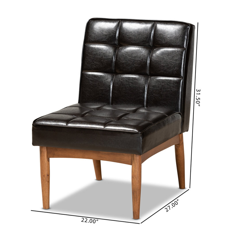 Chaise d'appoint rembourrée Fye, Marron foncé
